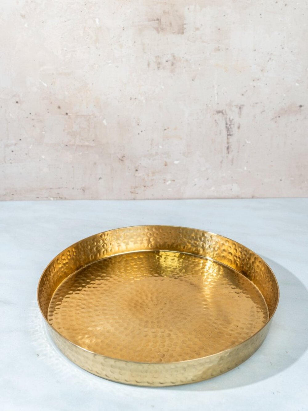 Round Gold Hammered Serving Tray